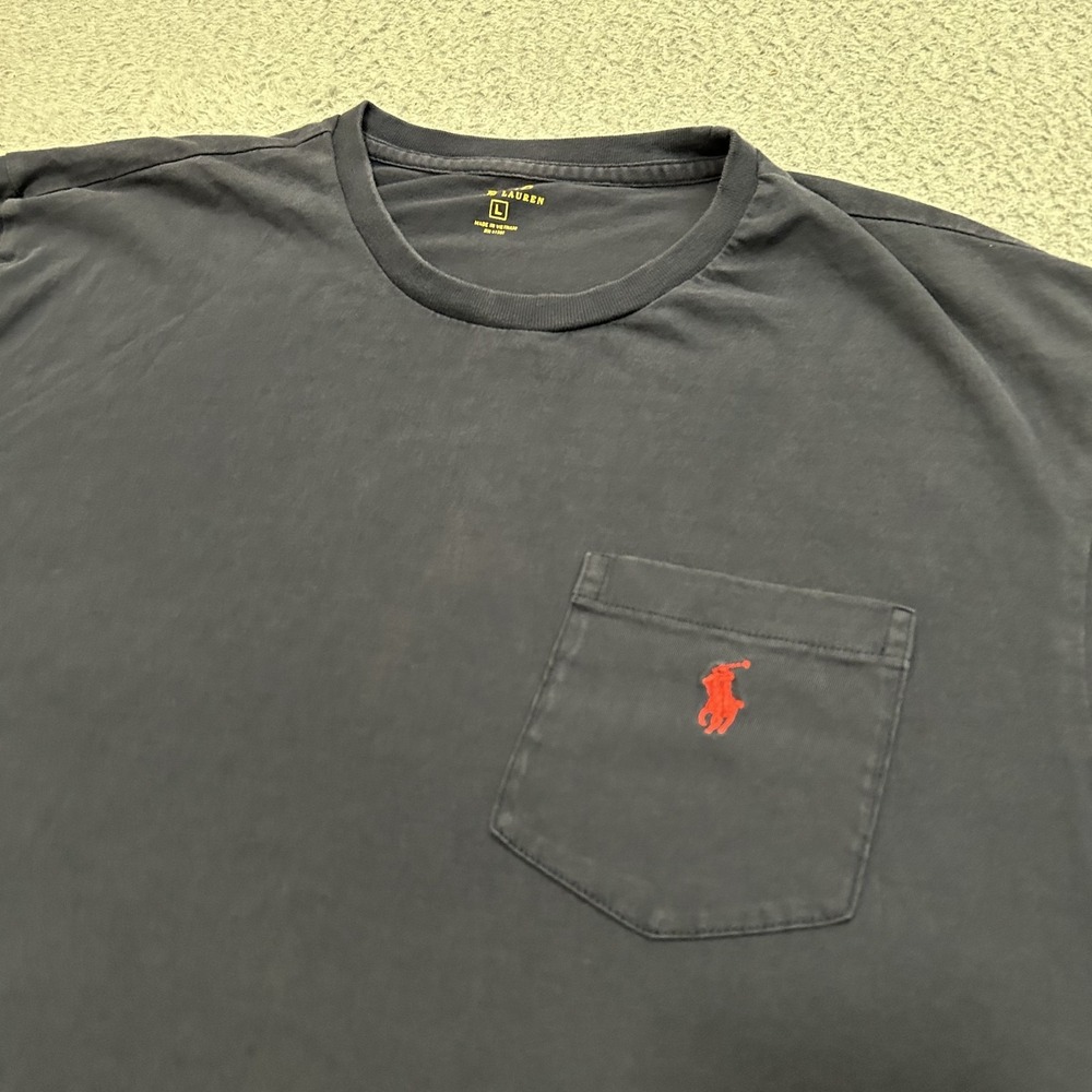 Polo Ralph Lauren Shirt Mens Large Blue Custom Pocket Tee Cotton Tagless Pony
